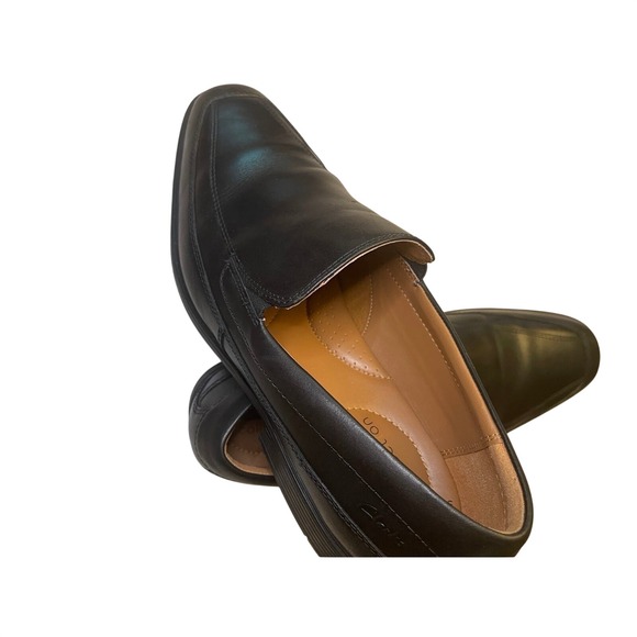 Clarks Collection Black Leather Slip On‎ Loafers Dress Shoes Men's 10 .5 - Picture 7 of 9